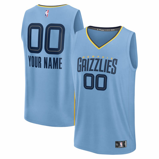 Memphis Grizzlies Youth Fastbreak Custom Jersey - Statement Edition - Light Blue | NBA Jerseys