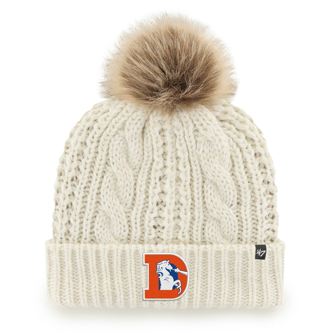 Denver Broncos '47 Women's Meeko Cuffed Knit Hat with Pom White - 47 brand