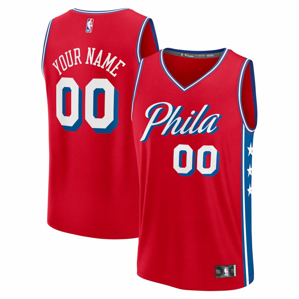 Fanatics - Philadelphia 76ers Fastbreak Custom Jersey - Statement Edition - Red