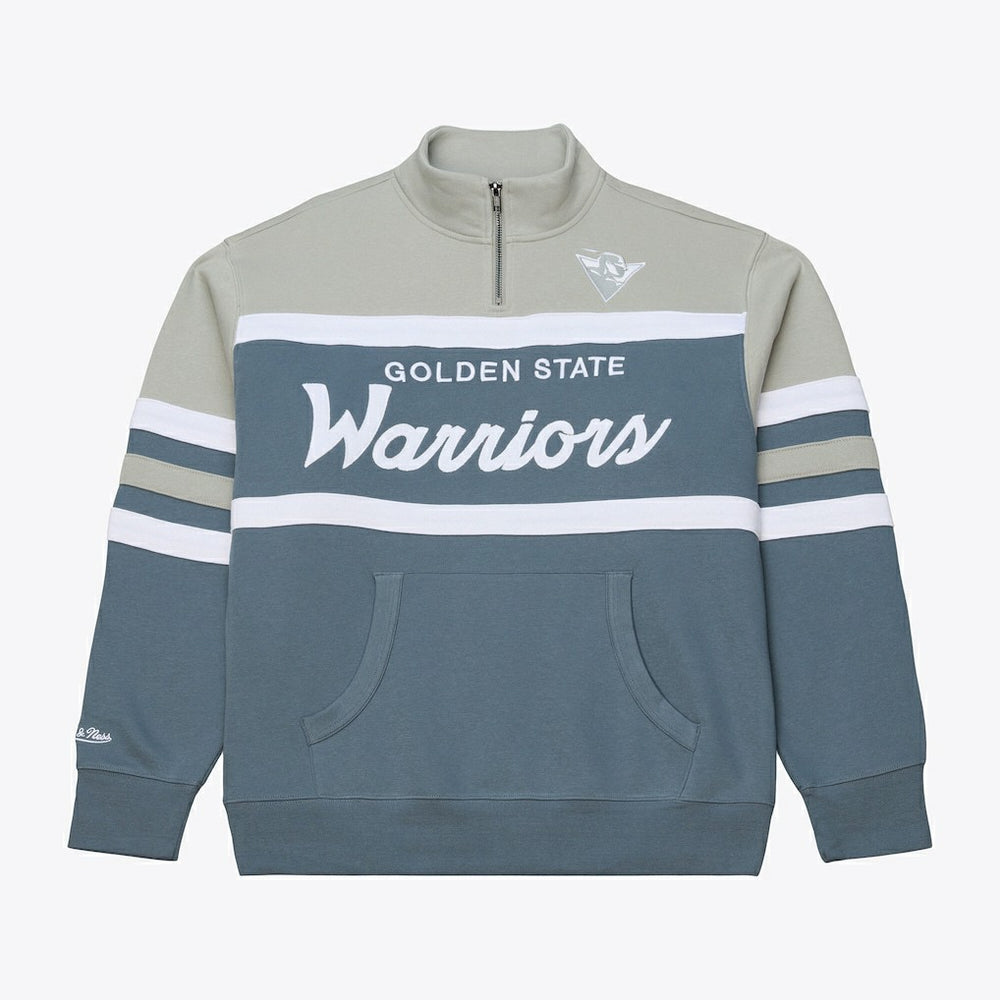 Mitchell & Ness - Golden State Warriors Thunderstorm Head Coach Quarter-Zip Jacket - Blue