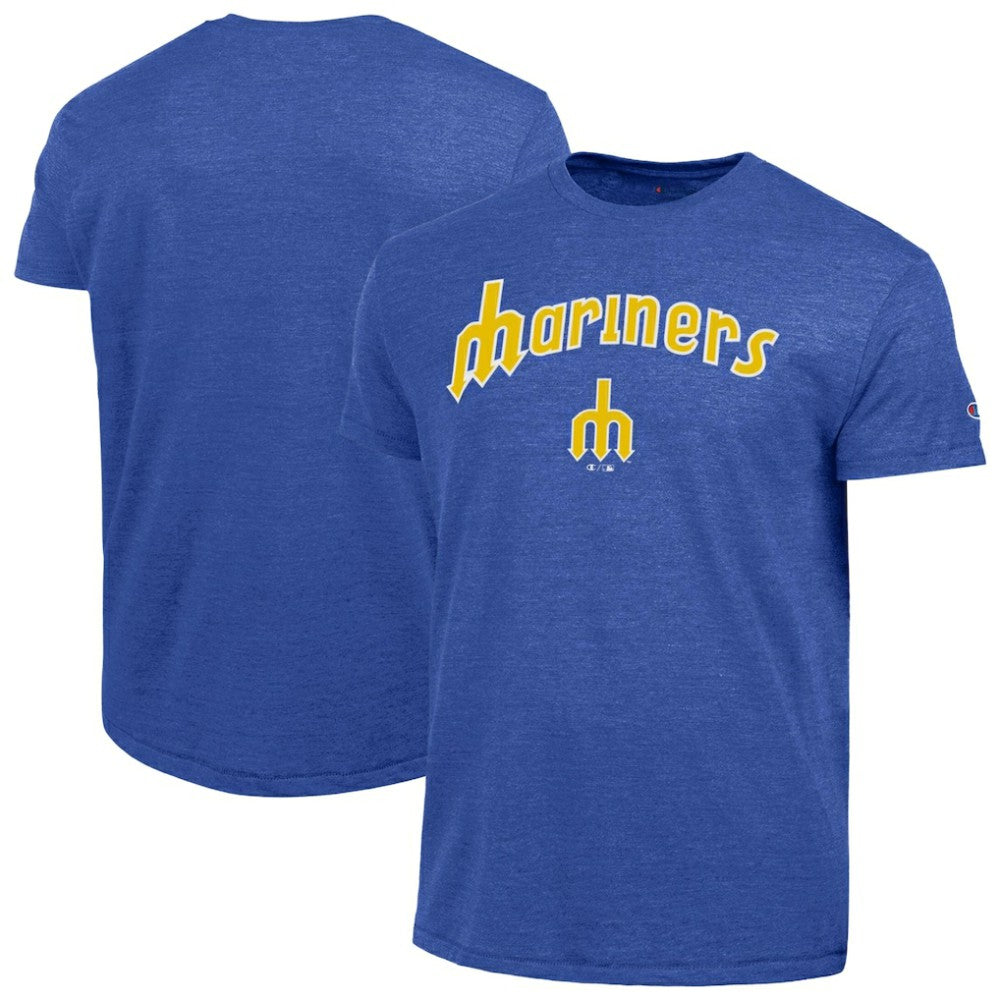 Seattle Mariners Champion Cooperstown Wordmark Lockup Tri-Blend T-Shirt Lifestyle