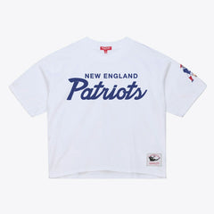New England Patriots Women's Head Coach Cropped T-Shirt White - Mitchell & Ness