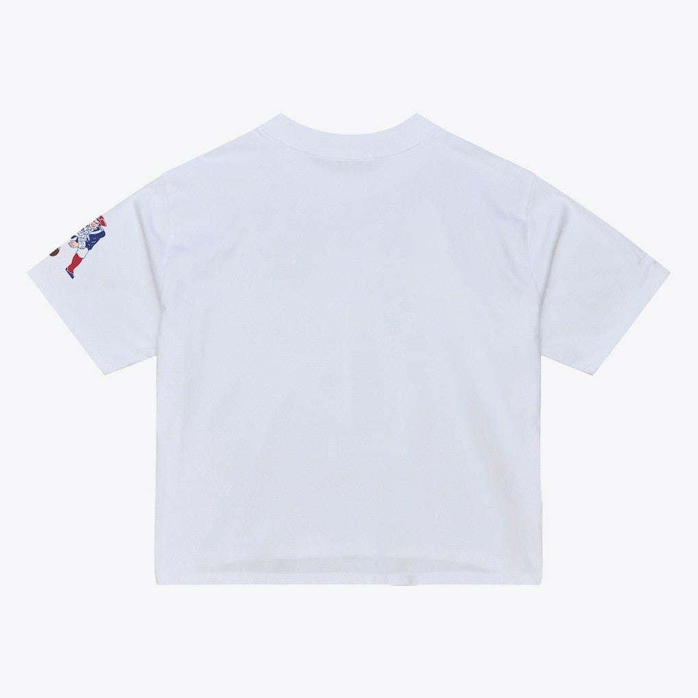 New England Patriots Women's Head Coach Cropped T-Shirt White - Mitchell & Ness