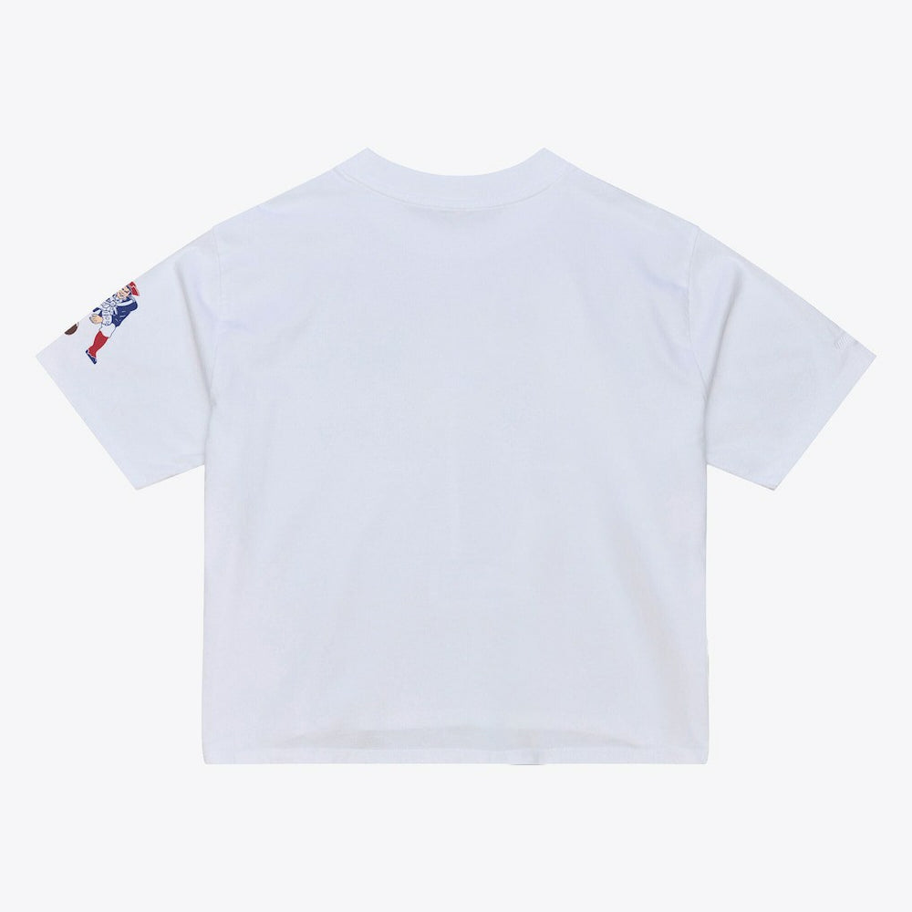 New England Patriots Women's Head Coach Cropped T-Shirt White - Mitchell & Ness