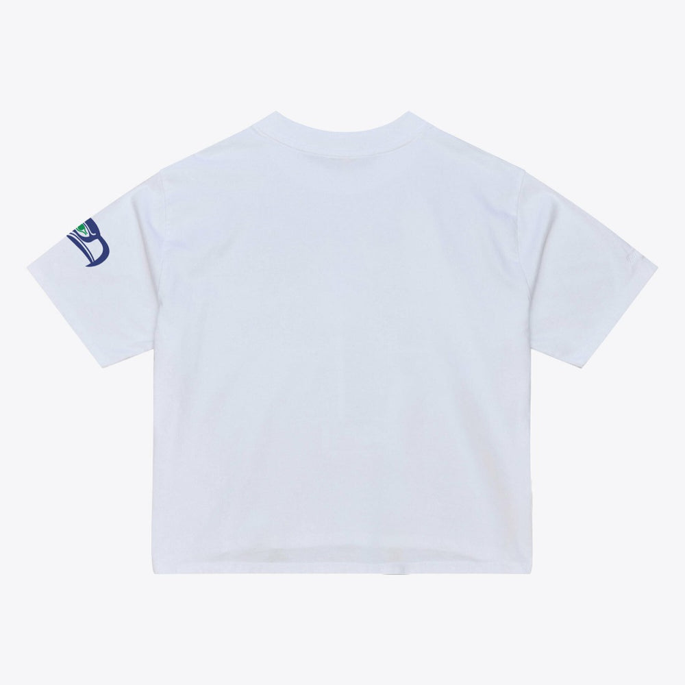 Seattle Seahawks Women's Head Coach Cropped T-Shirt White - Mitchell & Ness