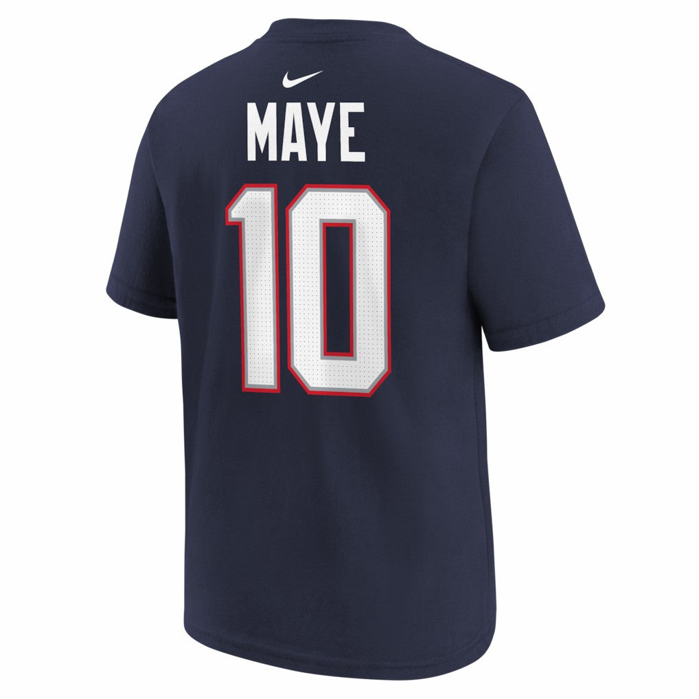 Drake Maye New England Patriots Youth Super Bowl LX Patch Name & Number T-Shirt Navy - Nike