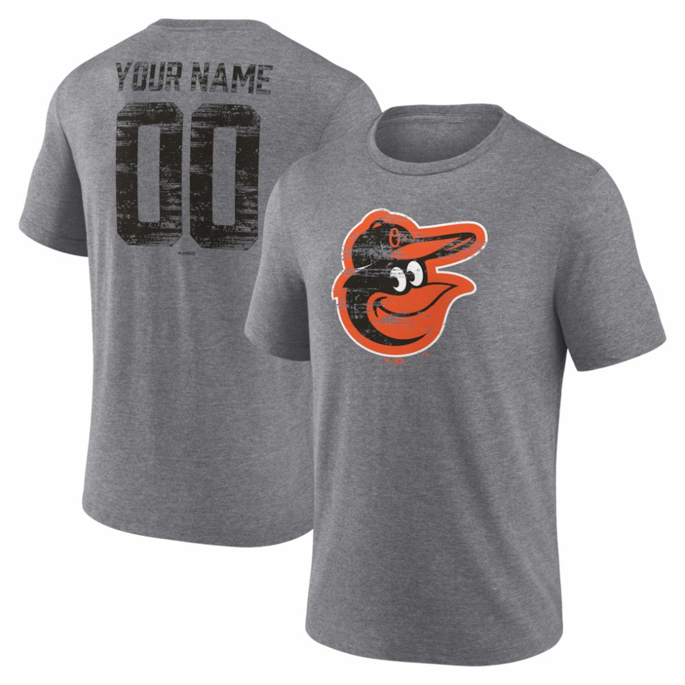Baltimore Orioles Heritage Personalized Any Name & Number Tri-Blend T-Shirt Clearance