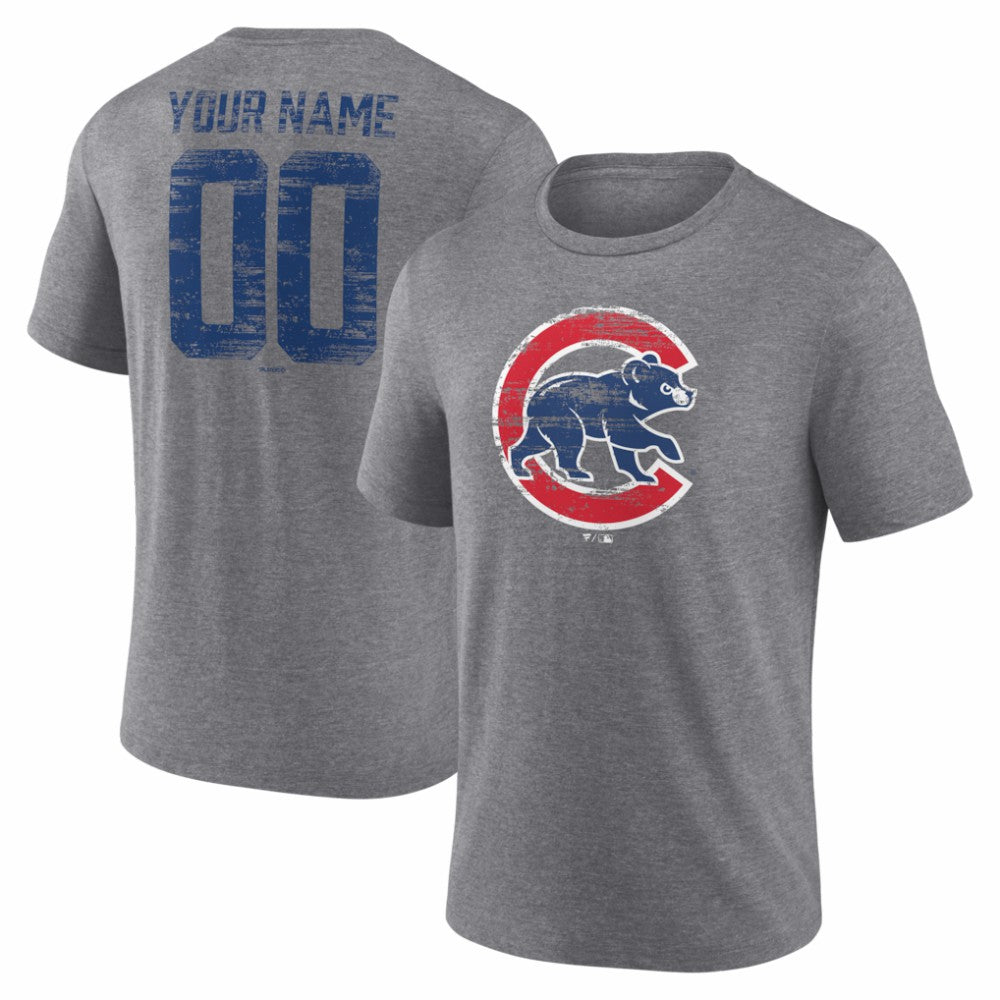 Chicago Cubs Heritage Personalized Any Name & Number Tri-Blend T-Shirt Sale