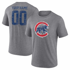 Chicago Cubs Heritage Personalized Any Name & Number Tri-Blend T-Shirt Sale
