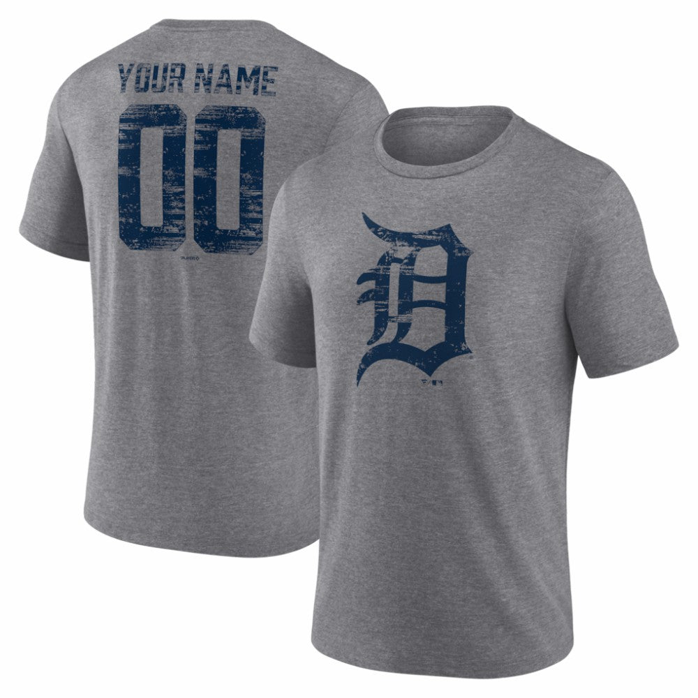 Detroit Tigers Heritage Personalized Any Name & Number Tri-Blend T-Shirt Lifestyle