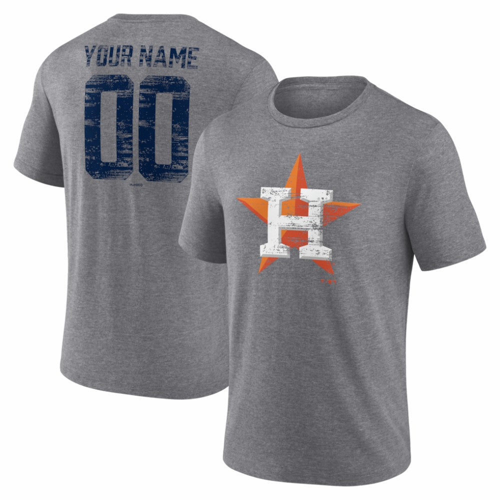Houston Astros Heritage Personalized Any Name & Number Tri-Blend T-Shirt Lifestyle