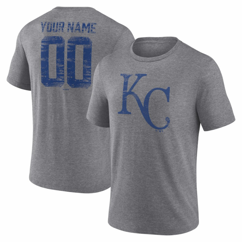 Kansas City Royals Heritage Personalized Any Name & Number Tri-Blend T-Shirt Clearance