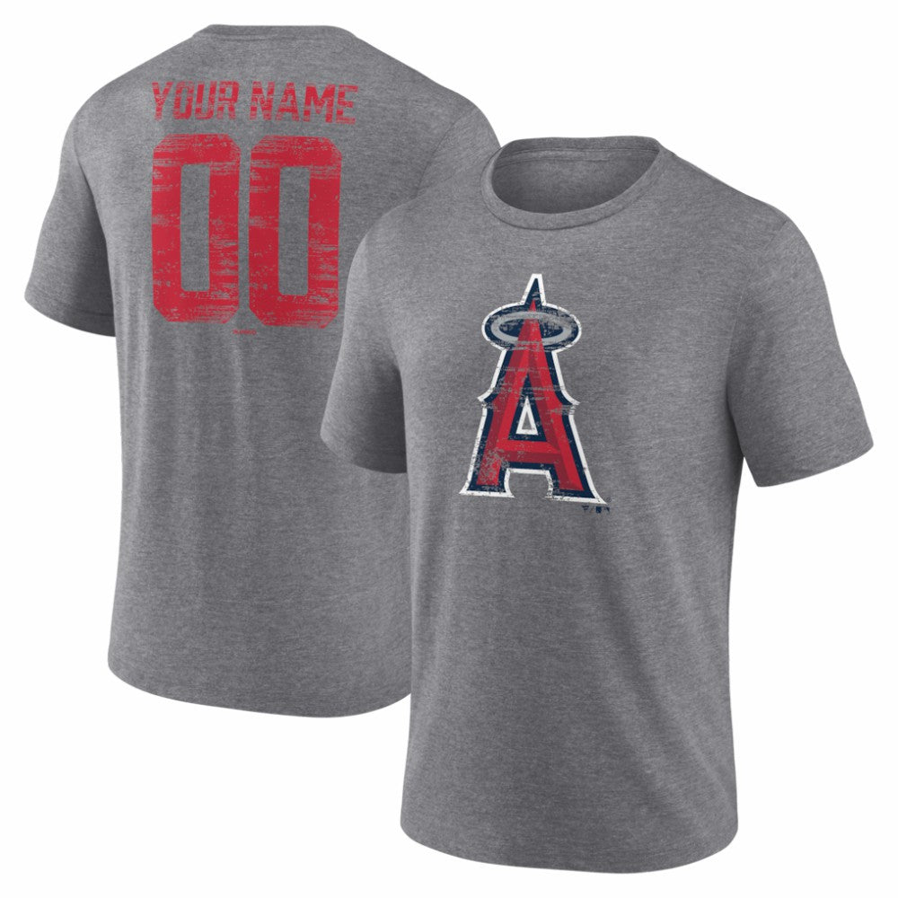 Los Angeles Angels Heritage Personalized Any Name & Number Tri-Blend T-Shirt Clearance
