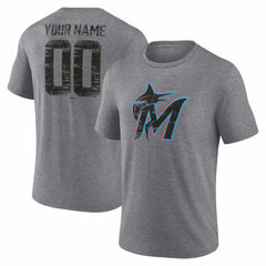 Miami Marlins Heritage Personalized Any Name & Number Tri-Blend T-Shirt Lifestyle