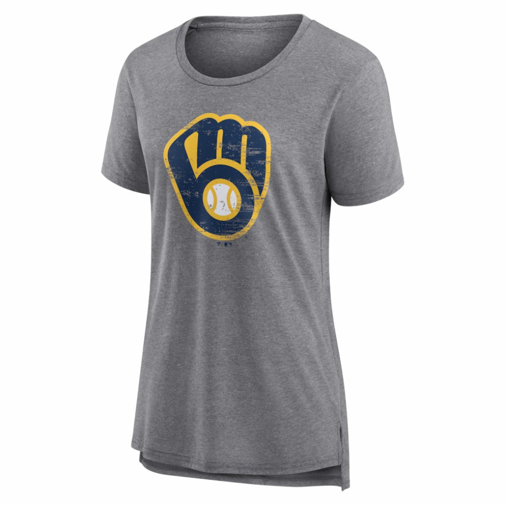 Milwaukee Brewers Women's Heritage Personalized Any Name & Number Tri-Blend T-Shirt Clearance