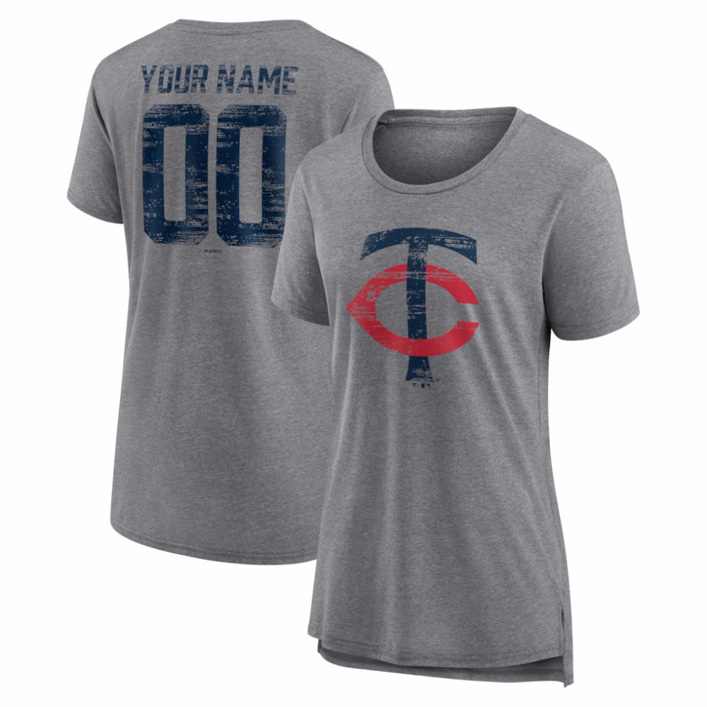 Minnesota Twins Women's Heritage Personalized Any Name & Number Tri-Blend T-Shirt Clearance