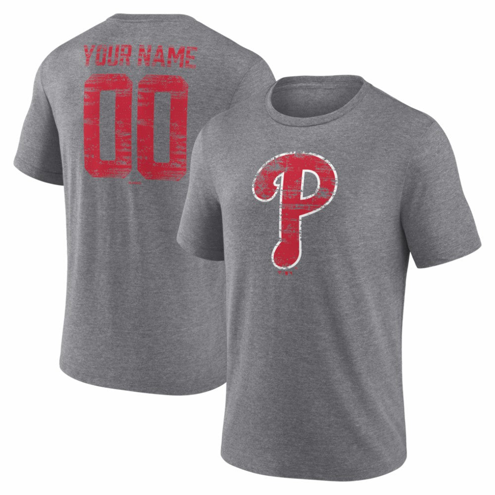 Philadelphia Phillies Heritage Personalized Any Name & Number Tri-Blend T-Shirt Clearance