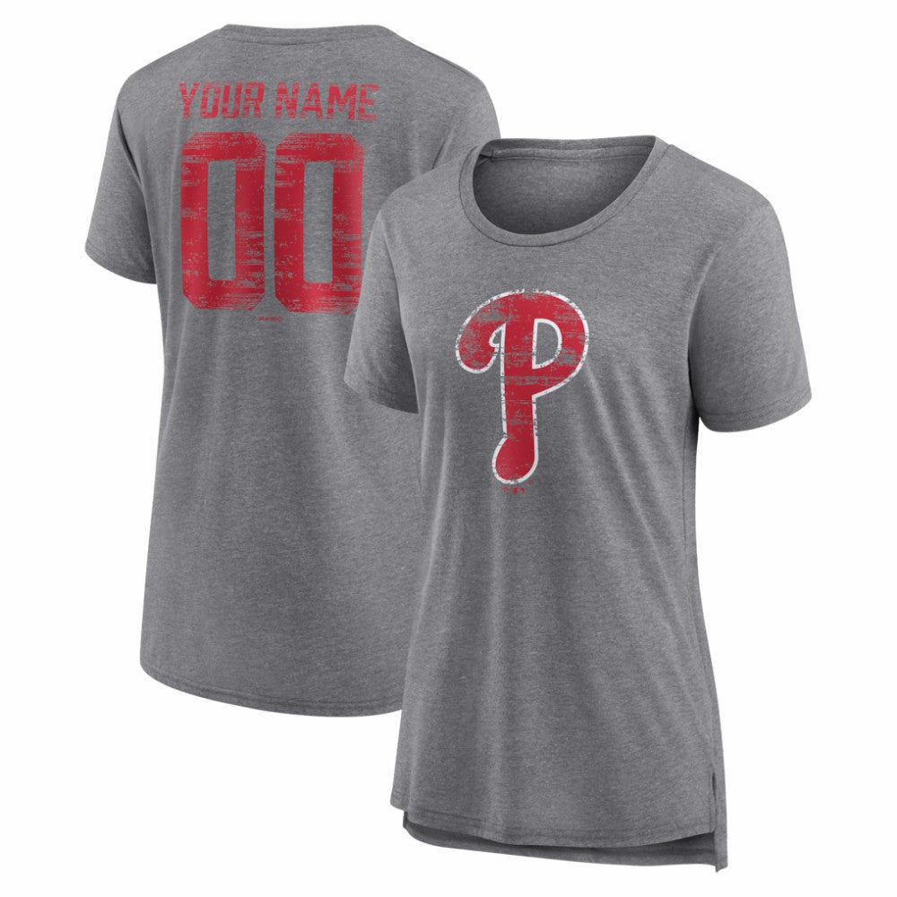 Philadelphia Phillies Women's Heritage Personalized Any Name & Number Tri-Blend T-Shirt Clearance