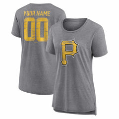 Pittsburgh Pirates Women's Heritage Personalized Any Name & Number Tri-Blend T-Shirt Clearance