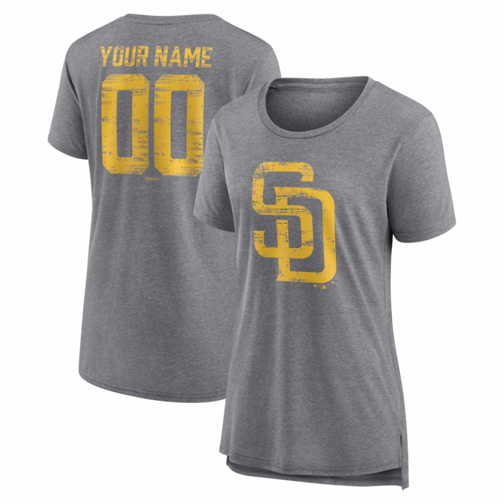 San Diego Padres Women's Heritage Personalized Any Name & Number Tri-Blend T-Shirt for sale