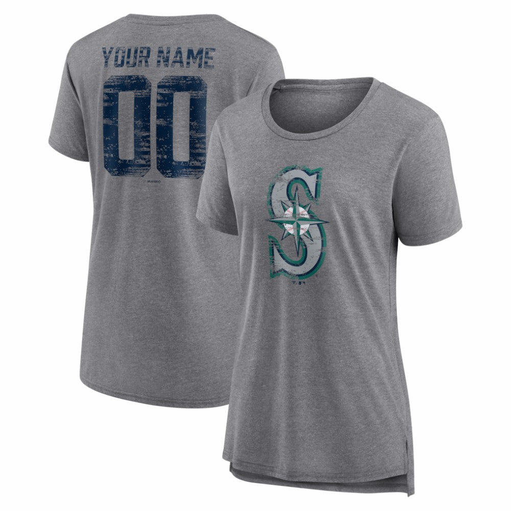 Seattle Mariners Women's Heritage Personalized Any Name & Number Tri-Blend T-Shirt Online