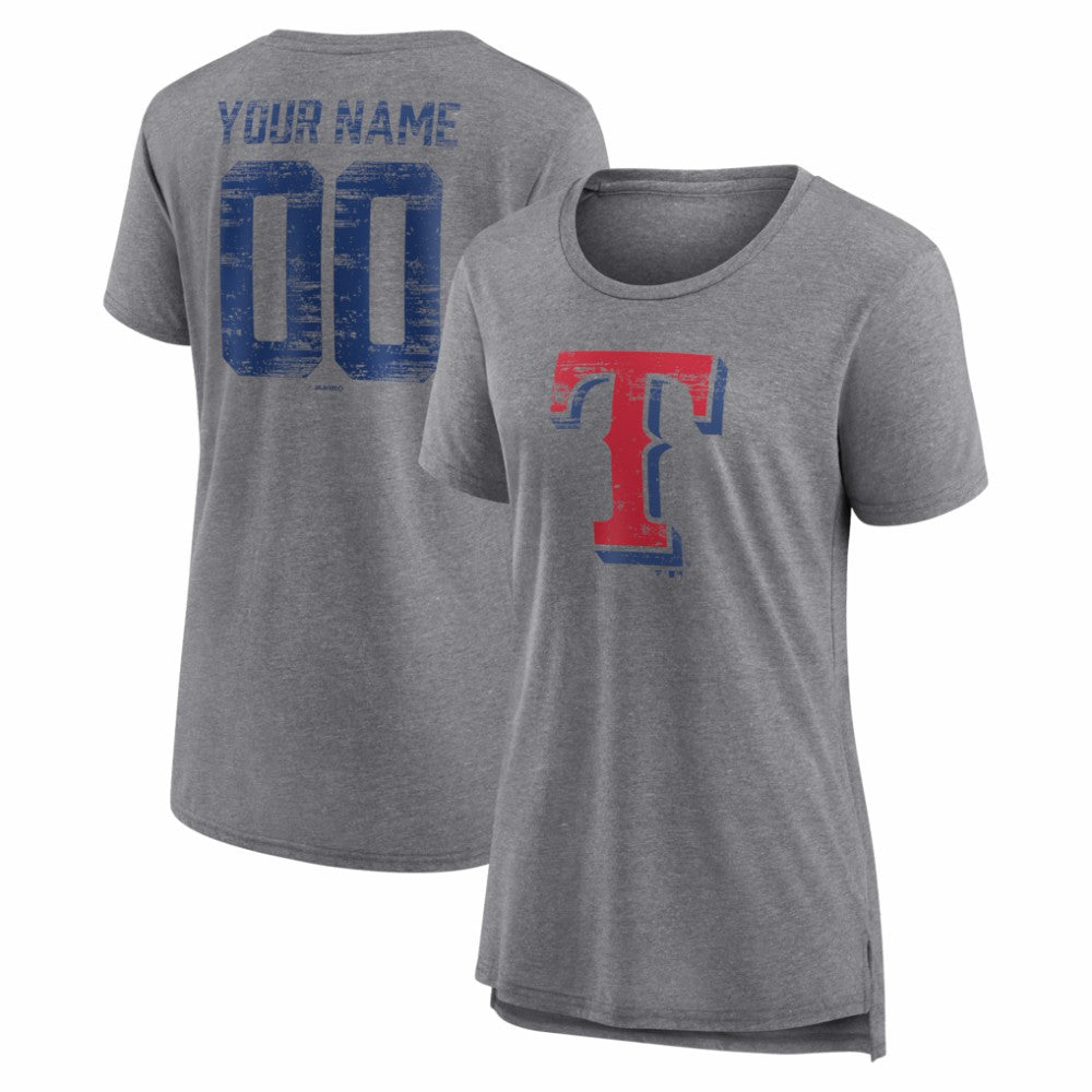 Texas Rangers Women's Heritage Personalized Any Name & Number Tri-Blend T-Shirt Near Me