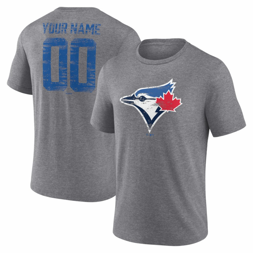 Toronto Blue Jays Heritage Personalized Any Name & Number Tri-Blend T-Shirt Lifestyle