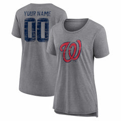 Washington Nationals Women's Heritage Personalized Any Name & Number Tri-Blend T-Shirt Online