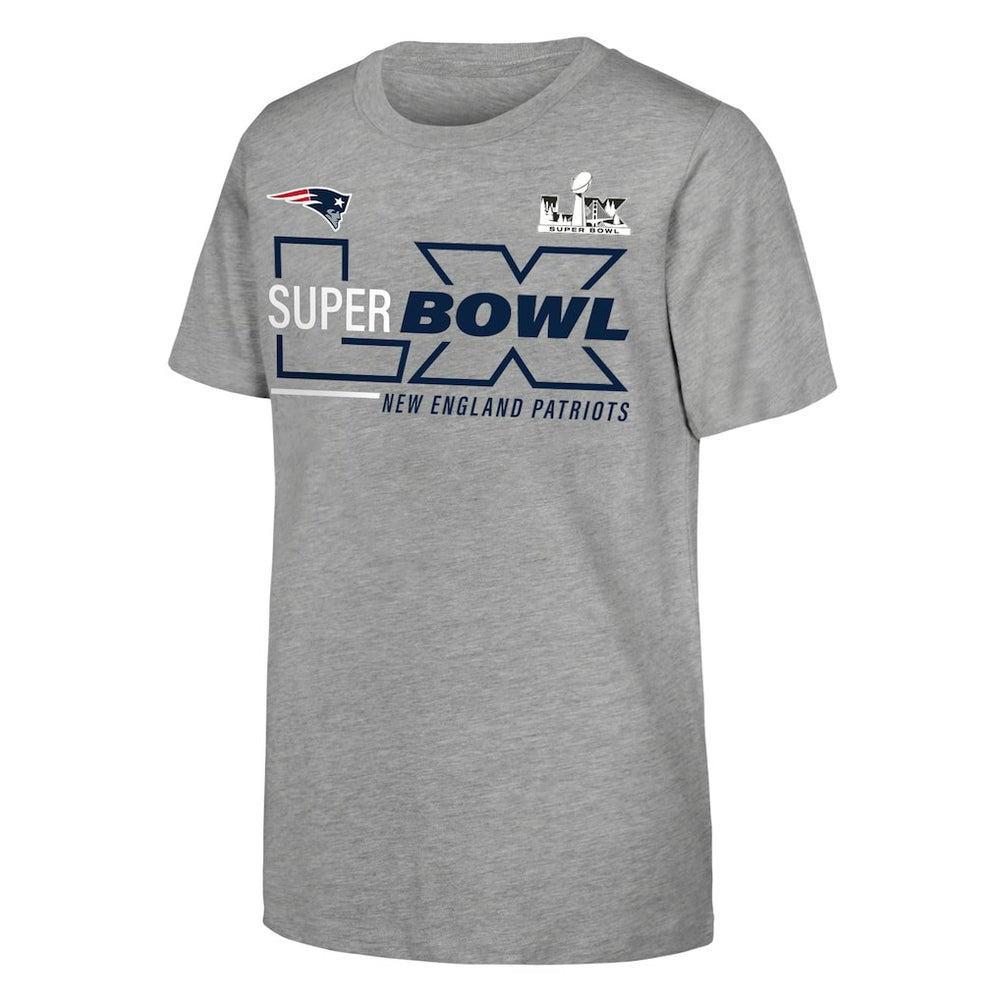 New England Patriots Youth Super Bowl LX Roster T-Shirt Heather Gray - Fanatics