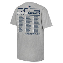 New England Patriots Youth Super Bowl LX Roster T-Shirt Heather Gray - Fanatics