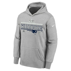 New England Patriots Youth 2025 AFC Champions Locker Room Trophy Collection Authentic Hoodie Gray - Nike