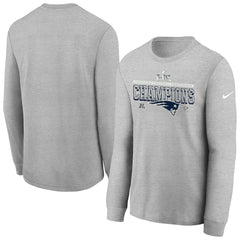 New England Patriots Youth 2025 AFC Champions Locker Room Trophy Collection Long Sleeve T-Shirt Gray - Nike