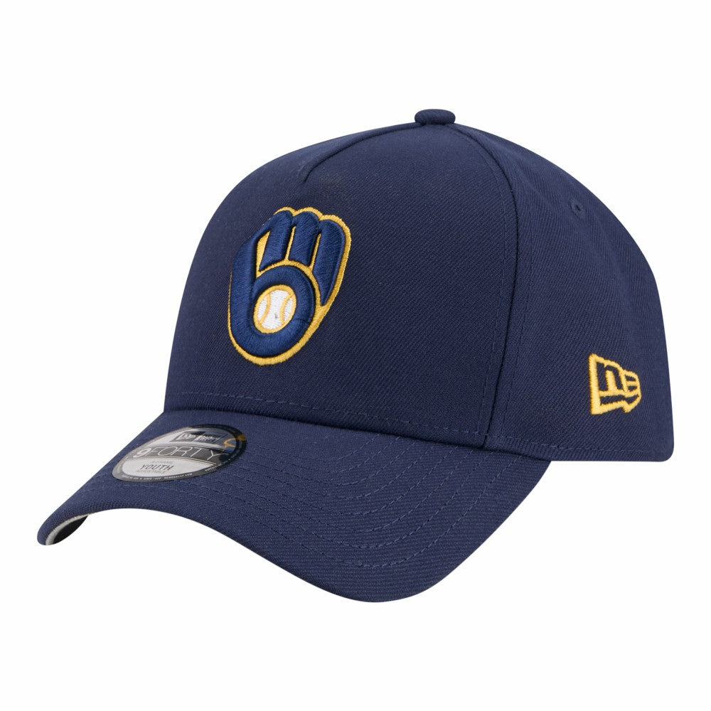 Milwaukee Brewers New Era Youth 9FORTY A-Frame Adjustable Hat Lifestyle