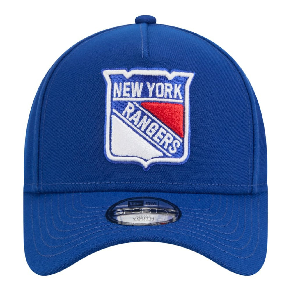 New York Rangers New Era Youth 9FORTY A-Frame Adjustable Hat Blue