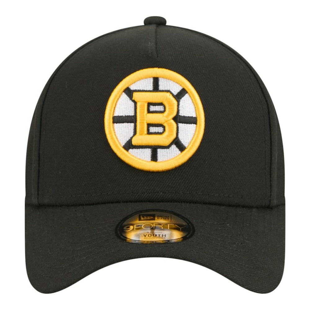 Boston Bruins New Era Youth 9FORTY A-Frame Adjustable Hat Black