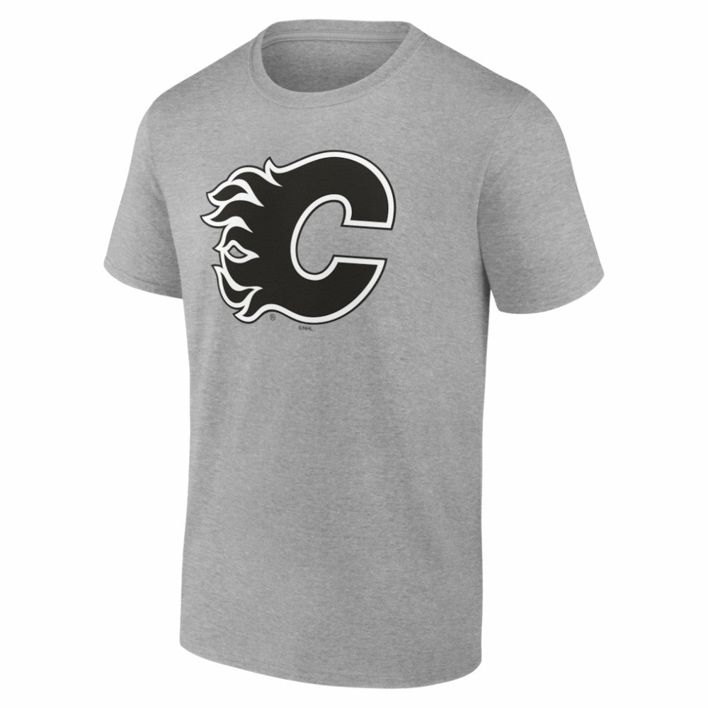 Calgary Flames - Big & Tall Personalized Name & Number Monochrome T-Shirt Gray