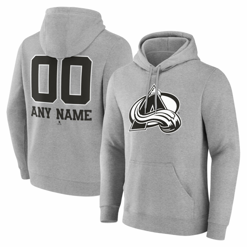 Colorado Avalanche - Big & Tall Personalized Name & Number Monochrome Pullover Hoodie Gray