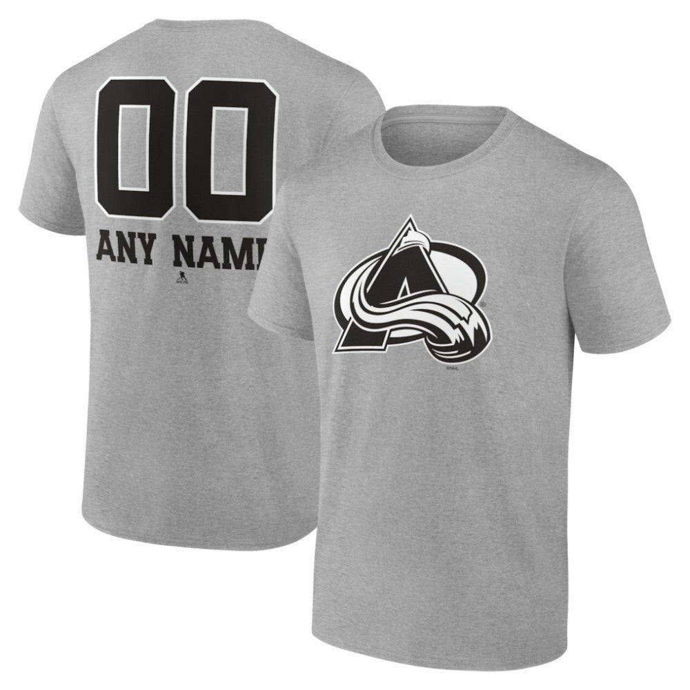 Colorado Avalanche - Big & Tall Personalized Name & Number Monochrome T-Shirt Gray