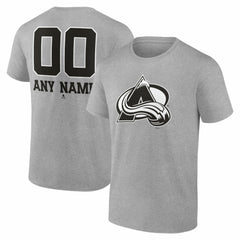 Colorado Avalanche - Big & Tall Personalized Name & Number Monochrome T-Shirt Gray