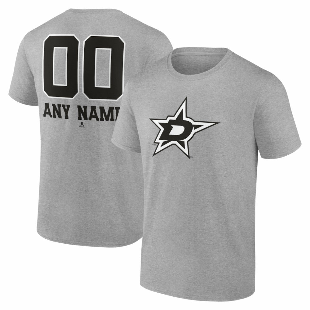 Dallas Stars - Big & Tall Personalized Name & Number Monochrome T-Shirt Gray