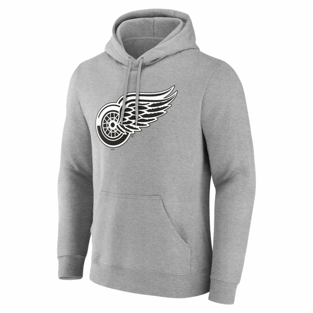 Detroit Red Wings - Big & Tall Personalized Name & Number Monochrome Pullover Hoodie Gray