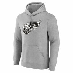 Detroit Red Wings - Big & Tall Personalized Name & Number Monochrome Pullover Hoodie Gray