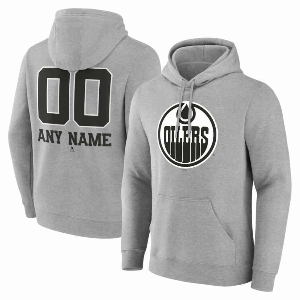 Edmonton Oilers - Big & Tall Personalized Name & Number Monochrome Pullover Hoodie Gray