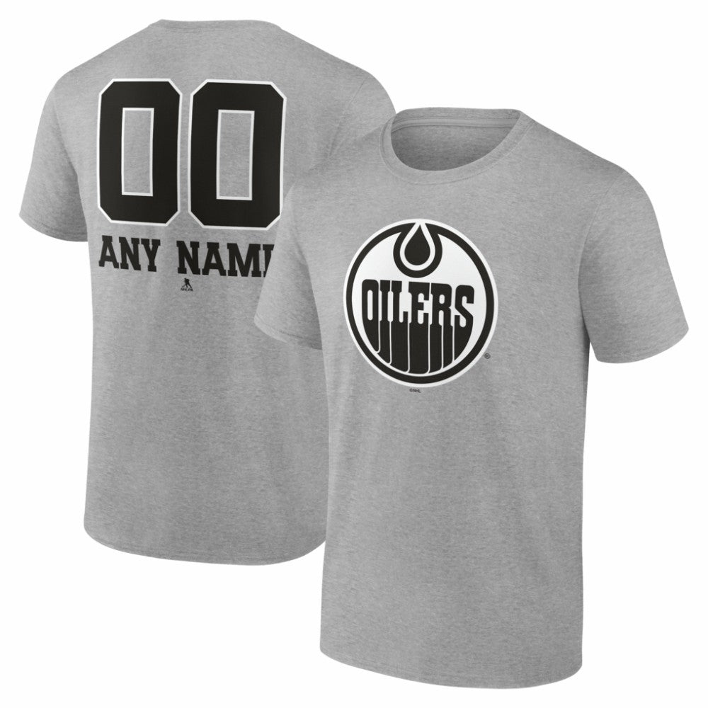 Edmonton Oilers - Big & Tall Personalized Name & Number Monochrome T-Shirt Gray