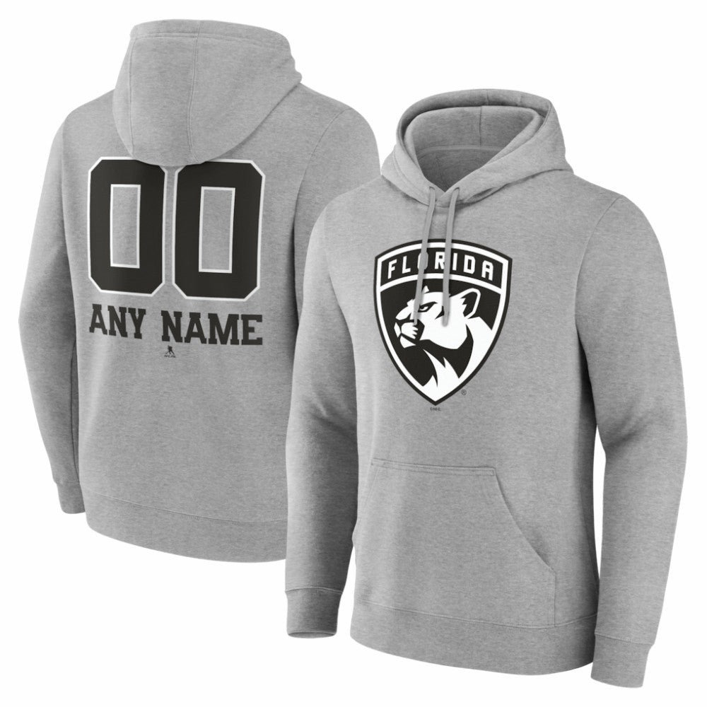 Florida Panthers - Big & Tall Personalized Name & Number Monochrome Pullover Hoodie Gray