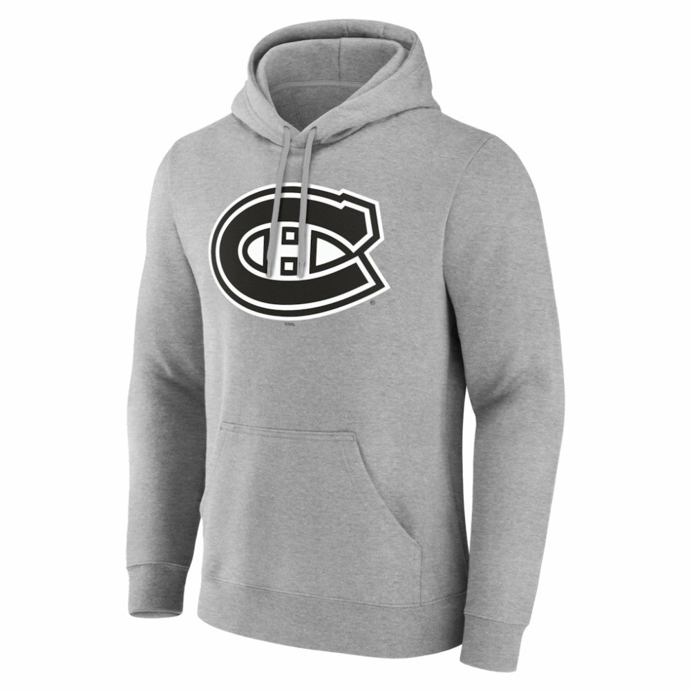 Montreal Canadiens - Big & Tall Personalized Name & Number Monochrome Pullover Hoodie Gray
