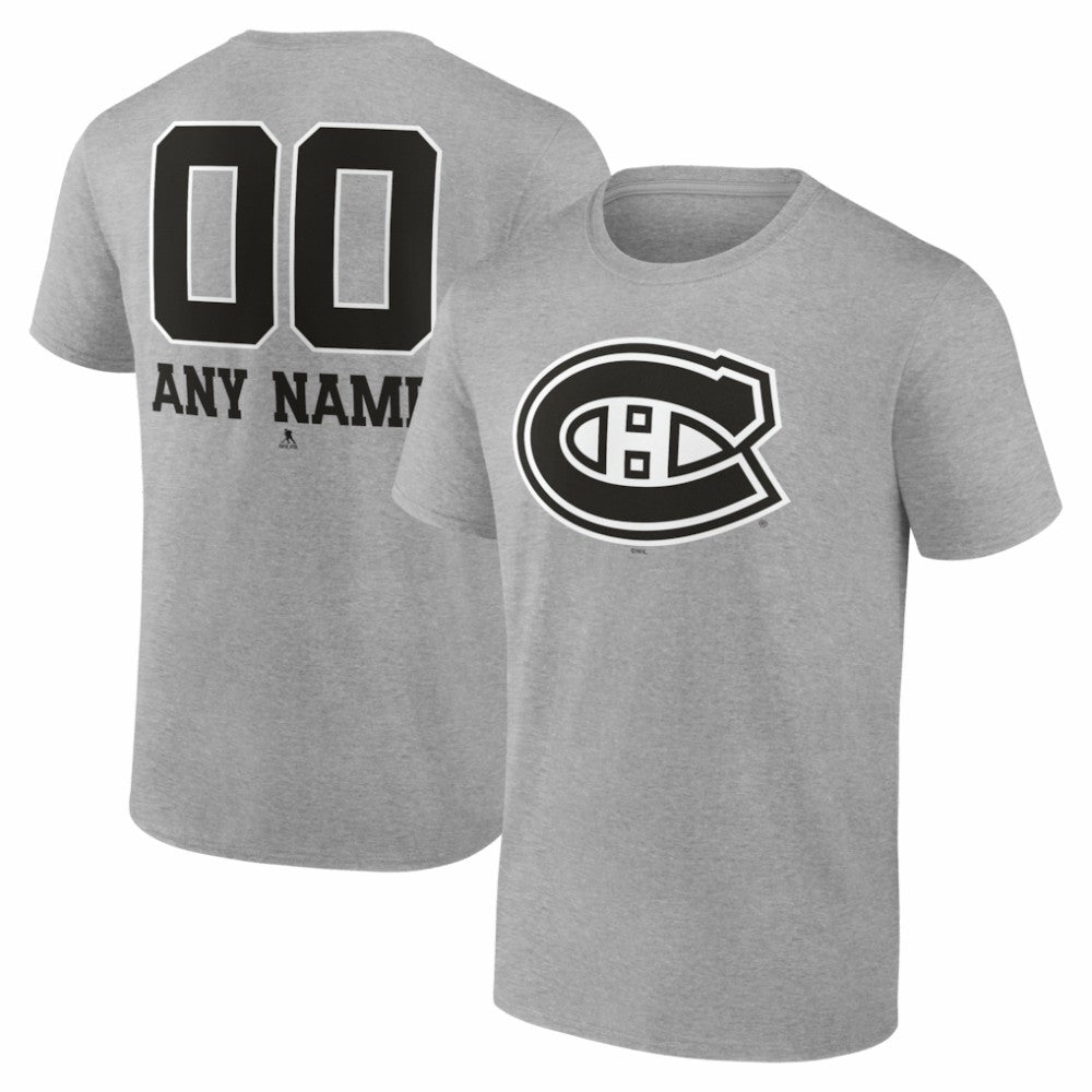 Montreal Canadiens - Big & Tall Personalized Name & Number Monochrome T-Shirt Gray