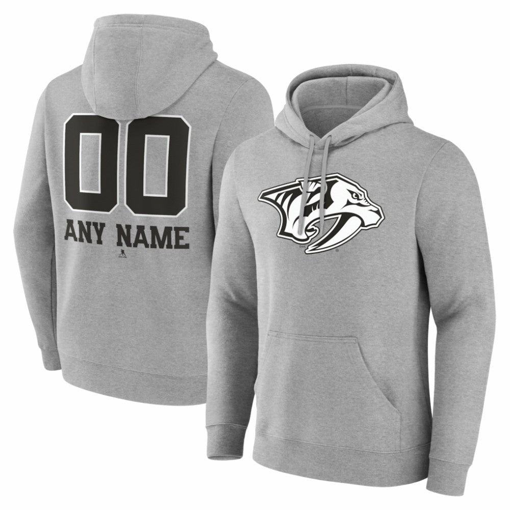 Nashville Predators - Big & Tall Personalized Name & Number Monochrome Pullover Hoodie Gray