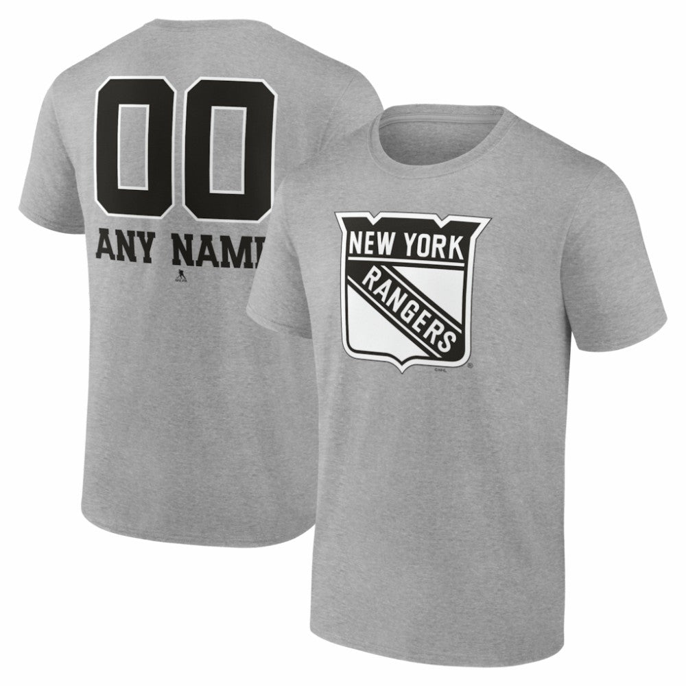 New York Rangers Big & Tall Personalized Name & Number Monochrome T-Shirt Gray