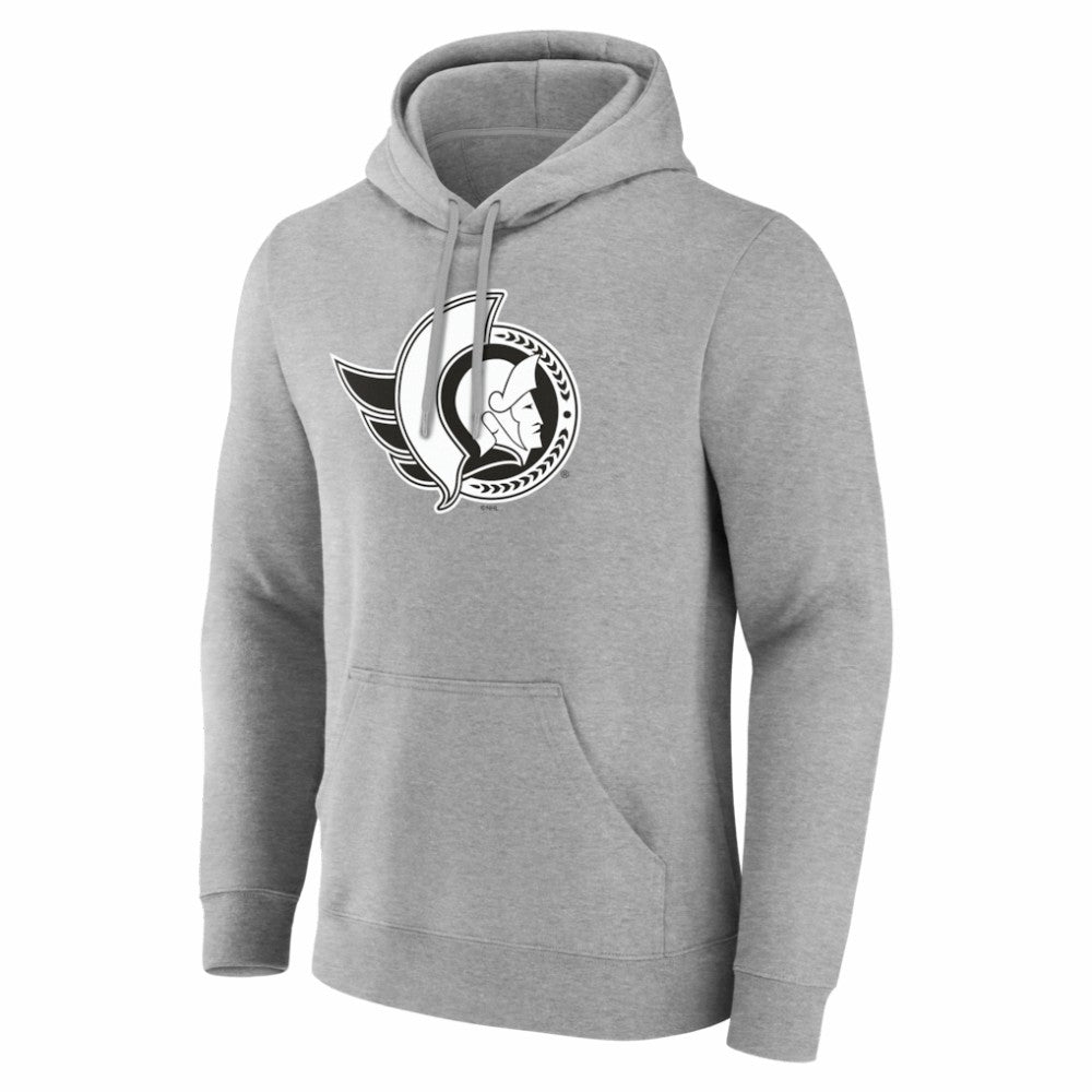 Ottawa Senators - Big & Tall Personalized Name & Number Monochrome Pullover Hoodie Gray
